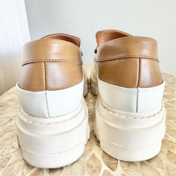 Ganni Tan Chunky Heel Penny Calf Leather Loafers Size 37/US 7 - Picture 10 of 15